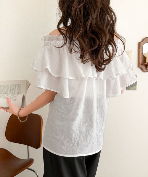 mily bilet(ミウィビレット)の「【mily bilet】マルチウェイで360度どこから見ても可愛い!ギャザーフリルリボンブラウス(半袖)(シャツ/ブラウス・レディース・ピンク/オフホワイト/ブラック・LARGE/MEDIUM/SMALL/X-LARGE)」の19枚目の写真