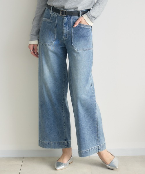 KATHARINE ROSS（キャサリンロス）の「【KATHARINE ROSS】両起毛デニムワイドパンツ（デニムパンツ・レディース・ネイビー/ライトブルー・MEDIUM/LARGE）」の2枚目の写真