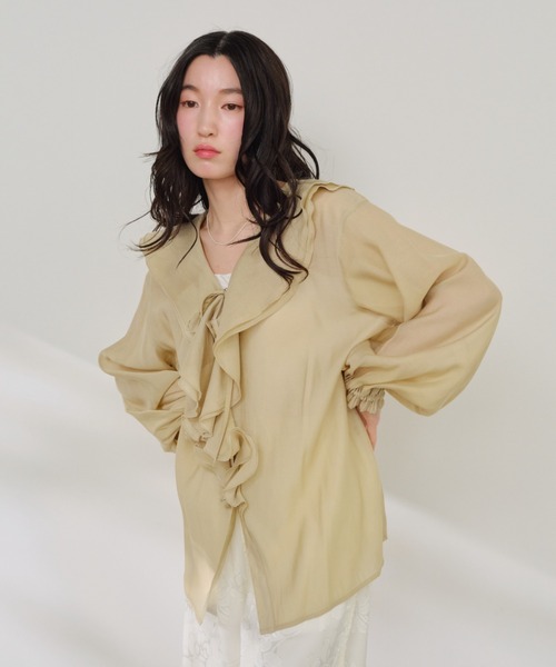 Shelly island（シェリーアイランド）の「フリルシアーブラウス（シャツ/ブラウス・レディース・ホワイト/ベージュ/ブラック・FREE）」の20枚目の写真
