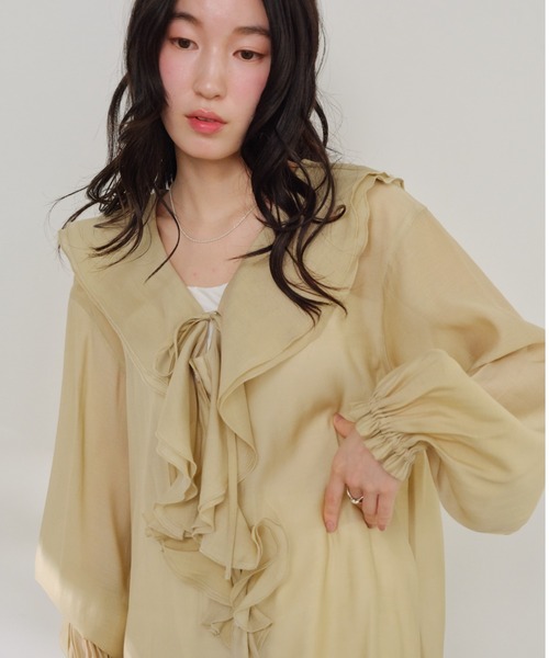 Shelly island(シェリーアイランド)の「フリルシアーブラウス(シャツ/ブラウス・レディース・ホワイト/ベージュ/ブラック・FREE)」の22枚目の写真