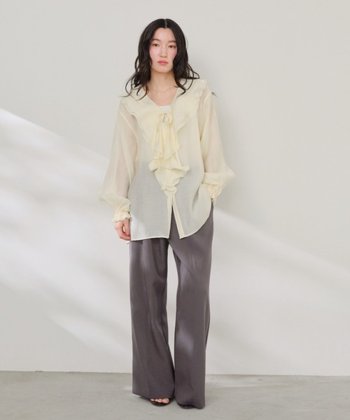 Shelly island（シェリーアイランド）の「フリルシアーブラウス（シャツ/ブラウス・レディース・ホワイト/ベージュ/ブラック・FREE）」の15枚目の写真