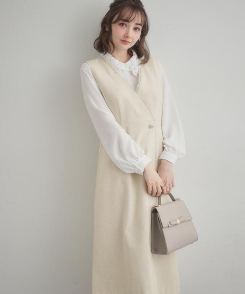 couture brooch（クチュールブローチ）の「【ハレの日・通勤】フリンジツイードジャンスカ（スカート・レディース・グレー/ブラック/アイボリー・42/40/38/36）」の2枚目の写真