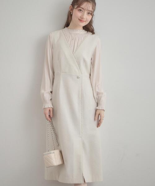 couture brooch（クチュールブローチ）の「【ハレの日・通勤】フリンジツイードジャンスカ（スカート・レディース・グレー/ブラック/アイボリー・42/40/38/36）」の11枚目の写真