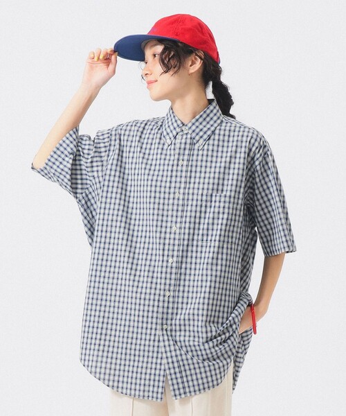 BEAMS BOY(ビームスボーイ)の「ボーイ チェック ビッグ ボタンダウン シャツ(シャツ/ブラウス・レディース・チャコールグレー/ネイビー/ブラウン・ONE SIZE)」の3枚目の写真