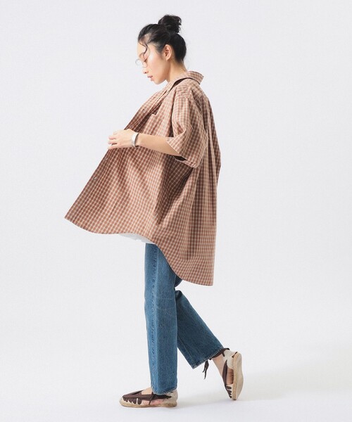 BEAMS BOY(ビームスボーイ)の「ボーイ チェック ビッグ ボタンダウン シャツ(シャツ/ブラウス・レディース・チャコールグレー/ネイビー/ブラウン・ONE SIZE)」の7枚目の写真