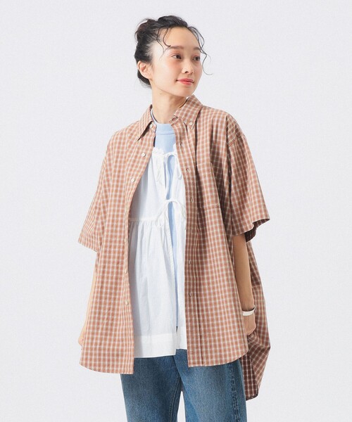 BEAMS BOY(ビームスボーイ)の「ボーイ チェック ビッグ ボタンダウン シャツ(シャツ/ブラウス・レディース・チャコールグレー/ネイビー/ブラウン・ONE SIZE)」の9枚目の写真