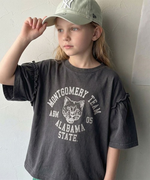 classicalelf(クラシカルエルフ)の「【キッズ】親子リンクコーデ可能◎綿100%カレッジピグメント袖フリルTシャツ(Tシャツ/カットソー・キッズ・ブルー/オフホワイト/ピンク/チャコール・100/120/140/160)」の17枚目の写真