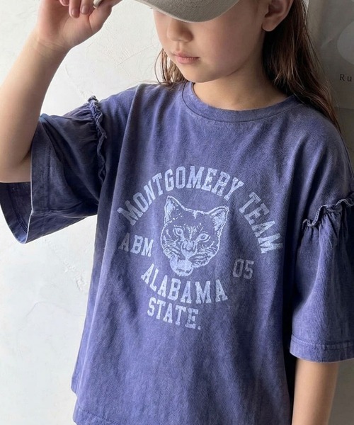 classicalelf(クラシカルエルフ)の「【キッズ】親子リンクコーデ可能◎綿100%カレッジピグメント袖フリルTシャツ(Tシャツ/カットソー・キッズ・ブルー/オフホワイト/ピンク/チャコール・100/120/140/160)」の15枚目の写真
