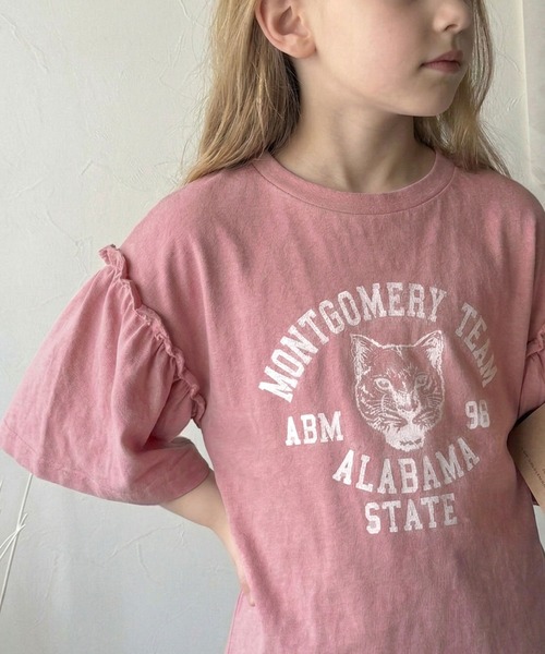 classicalelf(クラシカルエルフ)の「【キッズ】親子リンクコーデ可能◎綿100%カレッジピグメント袖フリルTシャツ(Tシャツ/カットソー・キッズ・ブルー/オフホワイト/ピンク/チャコール・100/120/140/160)」の13枚目の写真