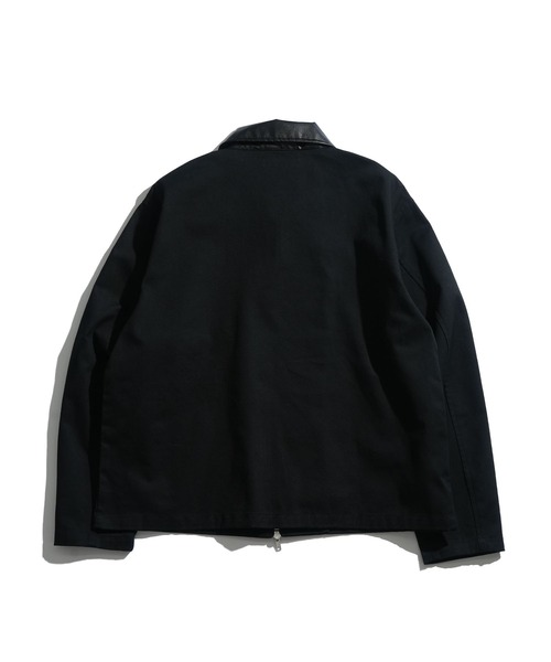 Starting Over(スターティングオーバー)の「double zip collar PUleather short length twill/denim blouson /ダブルジップ エリ PU レザー ショートレングス ツイル/デニムブルゾン 短丈/ハリントンジャケット(ブルゾン・メンズ・ブラック/ブラック系その他・M/L)」の7枚目の写真