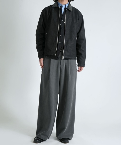 Starting Over(スターティングオーバー)の「double zip collar PUleather short length twill/denim blouson /ダブルジップ エリ PU レザー ショートレングス ツイル/デニムブルゾン 短丈/ハリントンジャケット(ブルゾン・メンズ・ブラック/ブラック系その他・M/L)」の16枚目の写真
