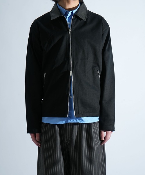 Starting Over(スターティングオーバー)の「double zip collar PUleather short length twill/denim blouson /ダブルジップ エリ PU レザー ショートレングス ツイル/デニムブルゾン 短丈/ハリントンジャケット(ブルゾン・メンズ・ブラック/ブラック系その他・M/L)」の19枚目の写真