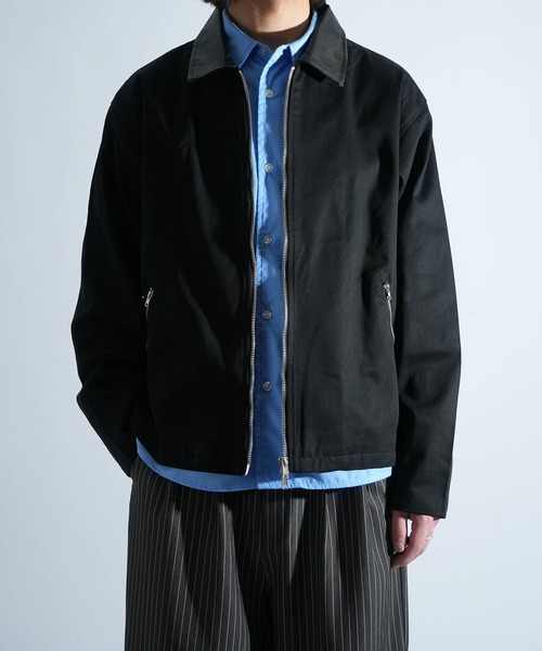 Starting Over(スターティングオーバー)の「double zip collar PUleather short length twill/denim blouson /ダブルジップ エリ PU レザー ショートレングス ツイル/デニムブルゾン 短丈/ハリントンジャケット(ブルゾン・メンズ・ブラック/ブラック系その他・M/L)」の21枚目の写真