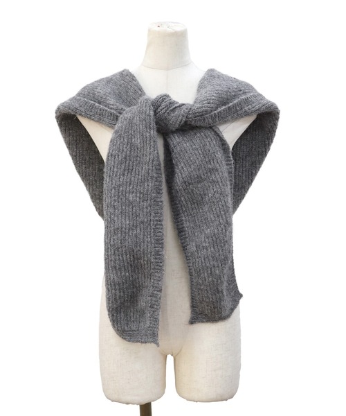 ISOOK（アイスー）の「フード付きマフラー(kiharu select) / フードマフラー ニットマフラー バラクラバ ネックウォーマー ダークブラウン グレー（マフラー・レディース・グレー/ダークブラウン・FREE）」の11枚目の写真