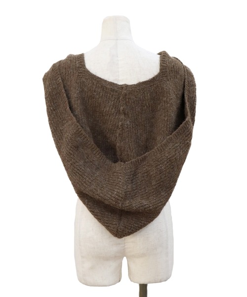 ISOOK（アイスー）の「フード付きマフラー(kiharu select) / フードマフラー ニットマフラー バラクラバ ネックウォーマー ダークブラウン グレー（マフラー・レディース・グレー/ダークブラウン・FREE）」の12枚目の写真