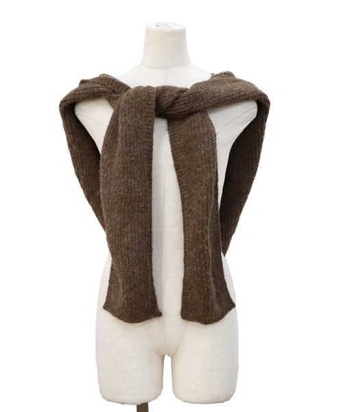 ISOOK（アイスー）の「フード付きマフラー(kiharu select) / フードマフラー ニットマフラー バラクラバ ネックウォーマー ダークブラウン グレー（マフラー・レディース・グレー/ダークブラウン・FREE）」の10枚目の写真