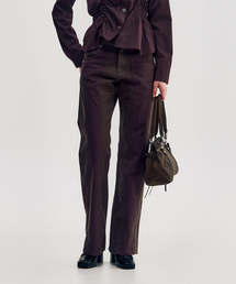 Two-Tone Straight Washed Pants _ BROWN