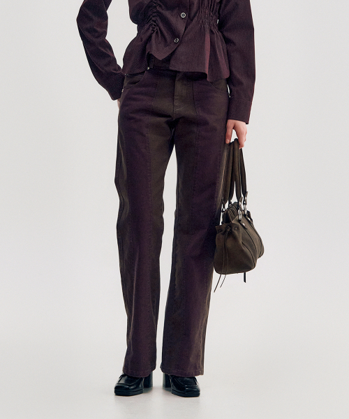 KIMZISU(キムジス)の「Two-Tone Straight Washed Pants _ BROWN(デニムパンツ・レディース・ブラウン・S/M/L)」の1枚目の写真