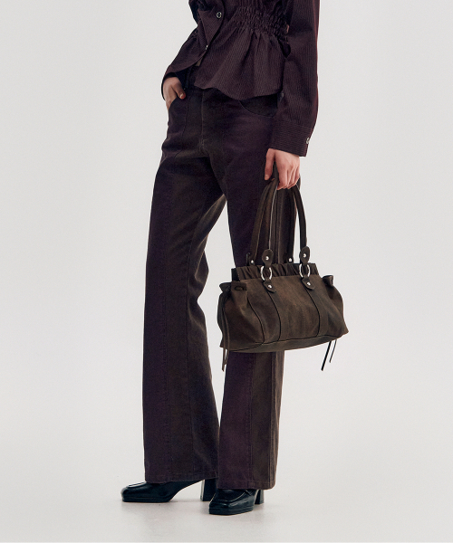 KIMZISU(キムジス)の「Two-Tone Straight Washed Pants _ BROWN(デニムパンツ・レディース・ブラウン・S/M/L)」の3枚目の写真