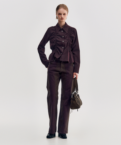 KIMZISU(キムジス)の「Two-Tone Straight Washed Pants _ BROWN(デニムパンツ・レディース・ブラウン・S/M/L)」の5枚目の写真