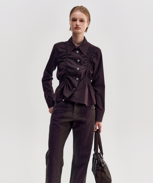 KIMZISU(キムジス)の「Two-Tone Straight Washed Pants _ BROWN(デニムパンツ・レディース・ブラウン・S/M/L)」の6枚目の写真