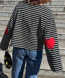 mi via loca（ミヴィアロカ）の「配色2way ハートパッチ ボーダーロンT（Tシャツ/カットソー）」
