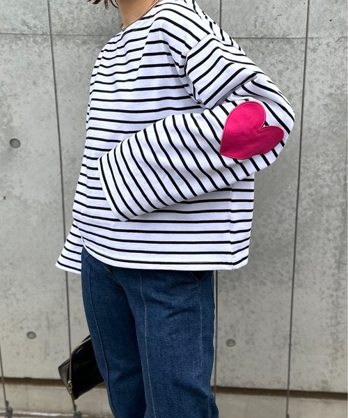 mi via loca(ミヴィアロカ)の「配色2way ハートパッチ ボーダーロンT(Tシャツ/カットソー・レディース・ホワイト/キナリ/ブラック・FREE)」の18枚目の写真