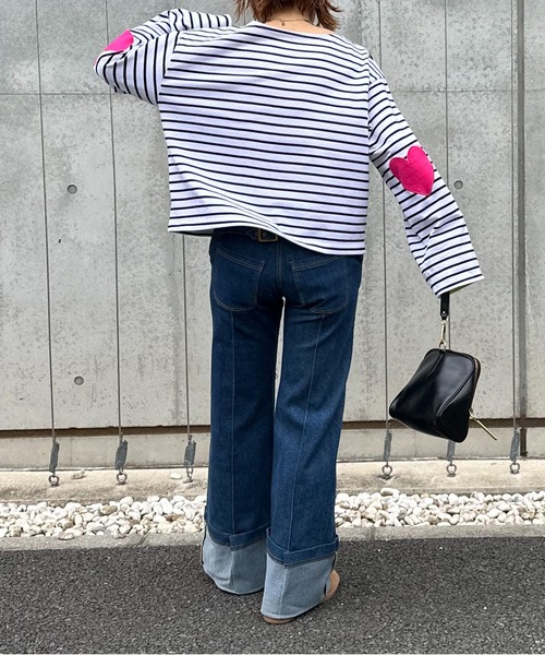 mi via loca(ミヴィアロカ)の「配色2way ハートパッチ ボーダーロンT(Tシャツ/カットソー・レディース・ホワイト/キナリ/ブラック・FREE)」の22枚目の写真