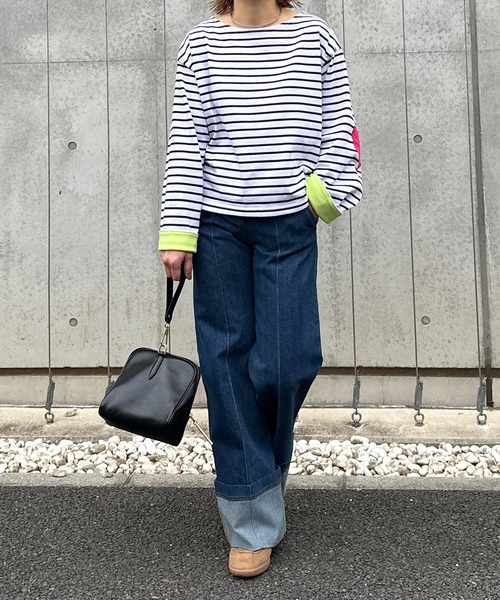 mi via loca(ミヴィアロカ)の「配色2way ハートパッチ ボーダーロンT(Tシャツ/カットソー・レディース・ホワイト/キナリ/ブラック・FREE)」の19枚目の写真