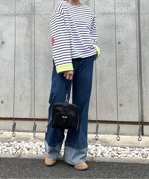 mi via loca(ミヴィアロカ)の「配色2way ハートパッチ ボーダーロンT(Tシャツ/カットソー・レディース・ホワイト/キナリ/ブラック・FREE)」の20枚目の写真