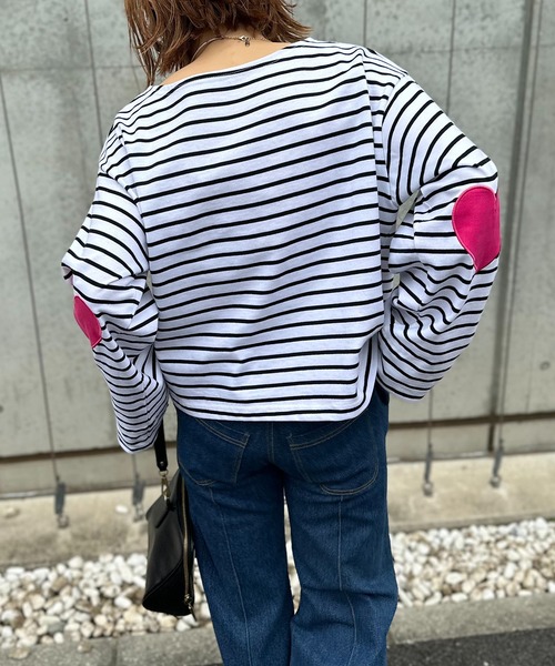 mi via loca(ミヴィアロカ)の「配色2way ハートパッチ ボーダーロンT(Tシャツ/カットソー・レディース・ホワイト/キナリ/ブラック・FREE)」の17枚目の写真
