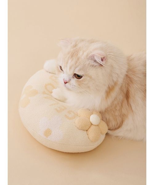 gelato pique（ジェラートピケ）の「【CAT&DOG】スムーズィーフラワーモチーフニットピロー（リード/ハーネス/首輪・レディース・ブルー/イエロー・F）」の3枚目の写真