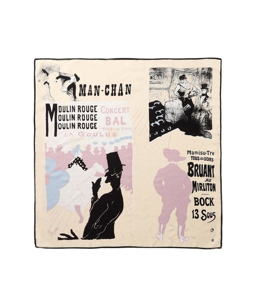 ROPE'（ロペ）の「ロートレックシルクスカーフ/Lサイズ（バンダナ/スカーフ・レディース・ライトグレー/キナリ/ピンク・FREE）」の2枚目の写真