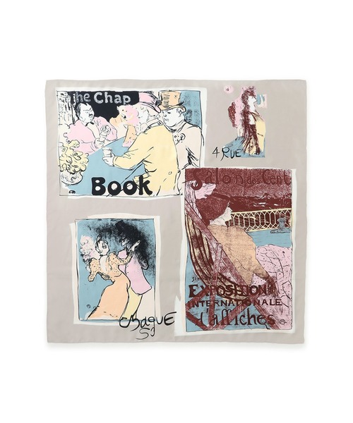 ROPE'（ロペ）の「ロートレックシルクスカーフ/Lサイズ（バンダナ/スカーフ・レディース・ライトグレー/キナリ/ピンク・FREE）」の7枚目の写真