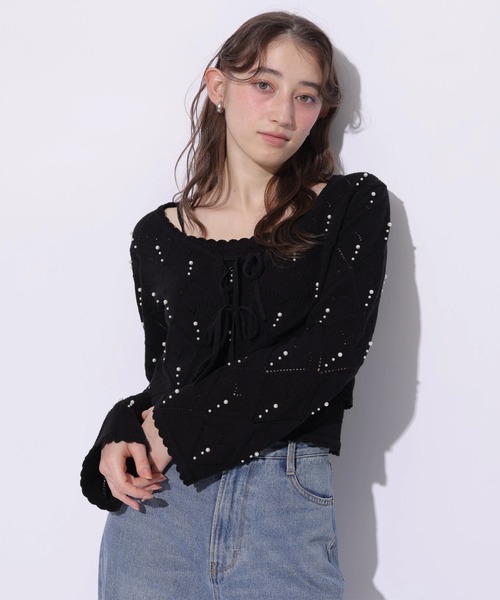 Rirandture(リランドチュール)の「ハートパターンニットキャミ(ニット/セーター・レディース・ライトイエロー/オフホワイト/ブラック・2)」の4枚目の写真