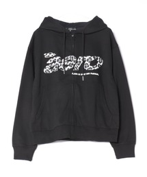 総柄ロゴプリントZIPパーカー