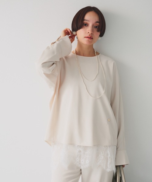 PUAL CE CIN（ピュアルセシン）の「【＠noricorico102企画】サテン×レース レイヤードキャミソール（キャミソール・レディース・ブラック/クリーム・FREE）」の6枚目の写真