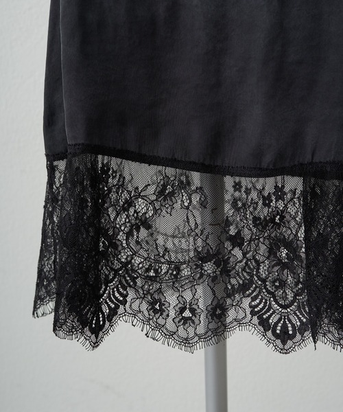 PUAL CE CIN（ピュアルセシン）の「【＠noricorico102企画】サテン×レース レイヤードキャミソール（キャミソール・レディース・ブラック/クリーム・FREE）」の5枚目の写真