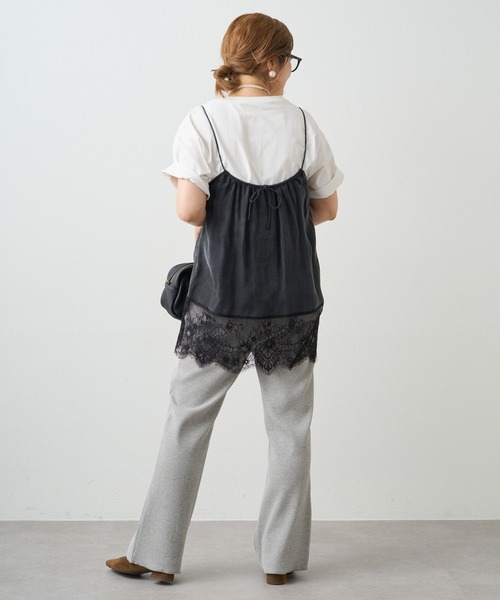 PUAL CE CIN（ピュアルセシン）の「【＠noricorico102企画】サテン×レース レイヤードキャミソール（キャミソール・レディース・ブラック/クリーム・FREE）」の18枚目の写真