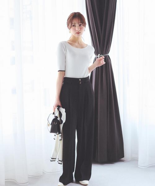 PROPORTION BODY DRESSING(プロポーションボディドレッシング)の「ベルト付きワイドパンツ / 1216130209(その他パンツ・レディース・オフホワイト/ブラック・MEDIUM/P/S)」の4枚目の写真