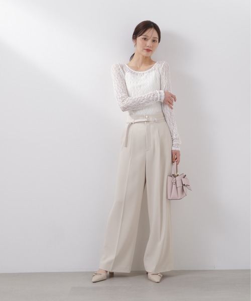 PROPORTION BODY DRESSING(プロポーションボディドレッシング)の「ベルト付きワイドパンツ / 1216130209(その他パンツ・レディース・オフホワイト/ブラック・MEDIUM/P/S)」の2枚目の写真