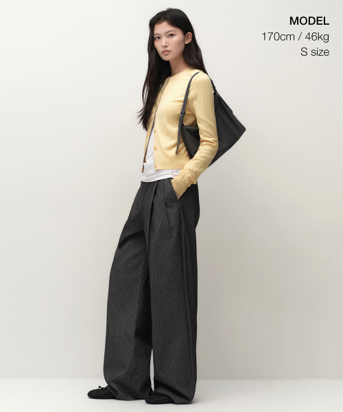MUSINSA STANDARD WOMAN（ムシンサスタンダードウーマン）の「ウィメンズレイヤードラウンドネックカーディガン[ペイルイエロー]（カーディガン/ボレロ・レディース・その他・SMALL/MEDIUM/LARGE/X-SMALL）」の2枚目の写真