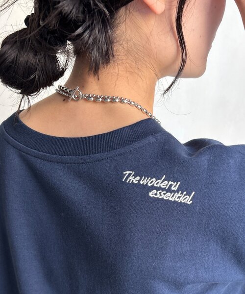 DouDou（ドゥドゥ）の「【セットアップ可能】バックワンポイントロゴ刺繍プルオーバー（Tシャツ/カットソー・レディース・ネイビー/グレイッシュベージュ/グレー・FREE）」の14枚目の写真