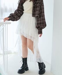 MAJESTIC LEGON | アシメレースミニスカパン(スカート)