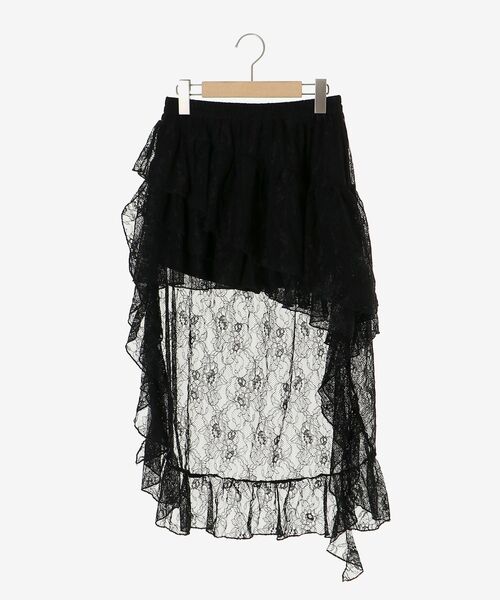 MAJESTIC LEGON(マジェスティックレゴン)の「アシメレースミニスカパン(スカート・レディース・ブラック/オフホワイト・MEDIUM)」の15枚目の写真