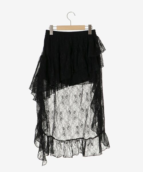 MAJESTIC LEGON(マジェスティックレゴン)の「アシメレースミニスカパン(スカート・レディース・ブラック/オフホワイト・MEDIUM)」の16枚目の写真