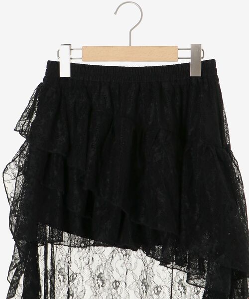 MAJESTIC LEGON(マジェスティックレゴン)の「アシメレースミニスカパン(スカート・レディース・ブラック/オフホワイト・MEDIUM)」の17枚目の写真