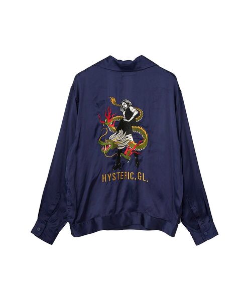 HYSTERIC GLAMOUR（ヒステリックグラマー）の「DRAGON FLAME刺繍 スーベニアシャツ（シャツ/ブラウス・メンズ・ブラック/グリーン/ネイビー・SMALL/MEDIUM/LARGE/X-LARGE）」の3枚目の写真