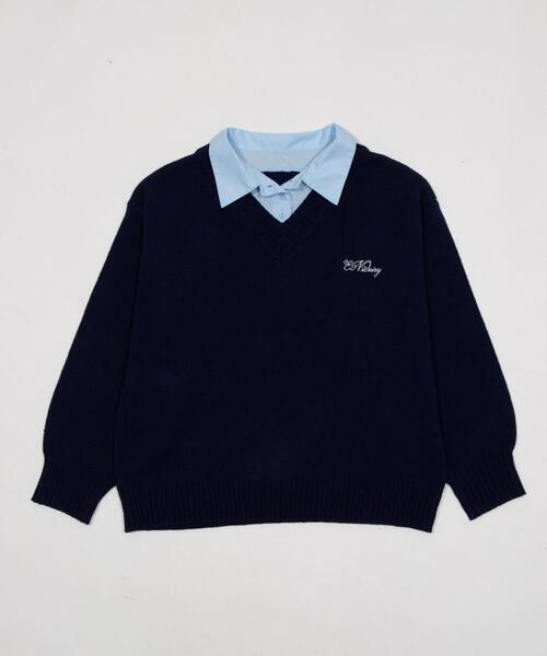 WEGO（ウィゴー）の「WEGO/【26年春新作】シャツドッキングニットプルオーバー（ニット/セーター・レディース・杢グレー/ネイビー・FREE）」の12枚目の写真