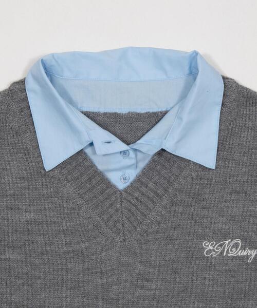 WEGO（ウィゴー）の「WEGO/【26年春新作】シャツドッキングニットプルオーバー（ニット/セーター・レディース・杢グレー/ネイビー・FREE）」の15枚目の写真